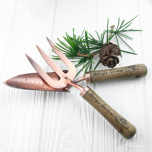 Personalised Copper Trowel & Fork Set