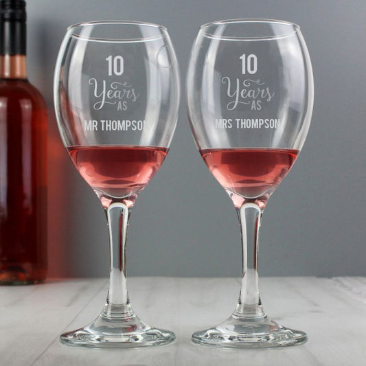 Personalised Any Anniversary Years As... Wine Glass Set