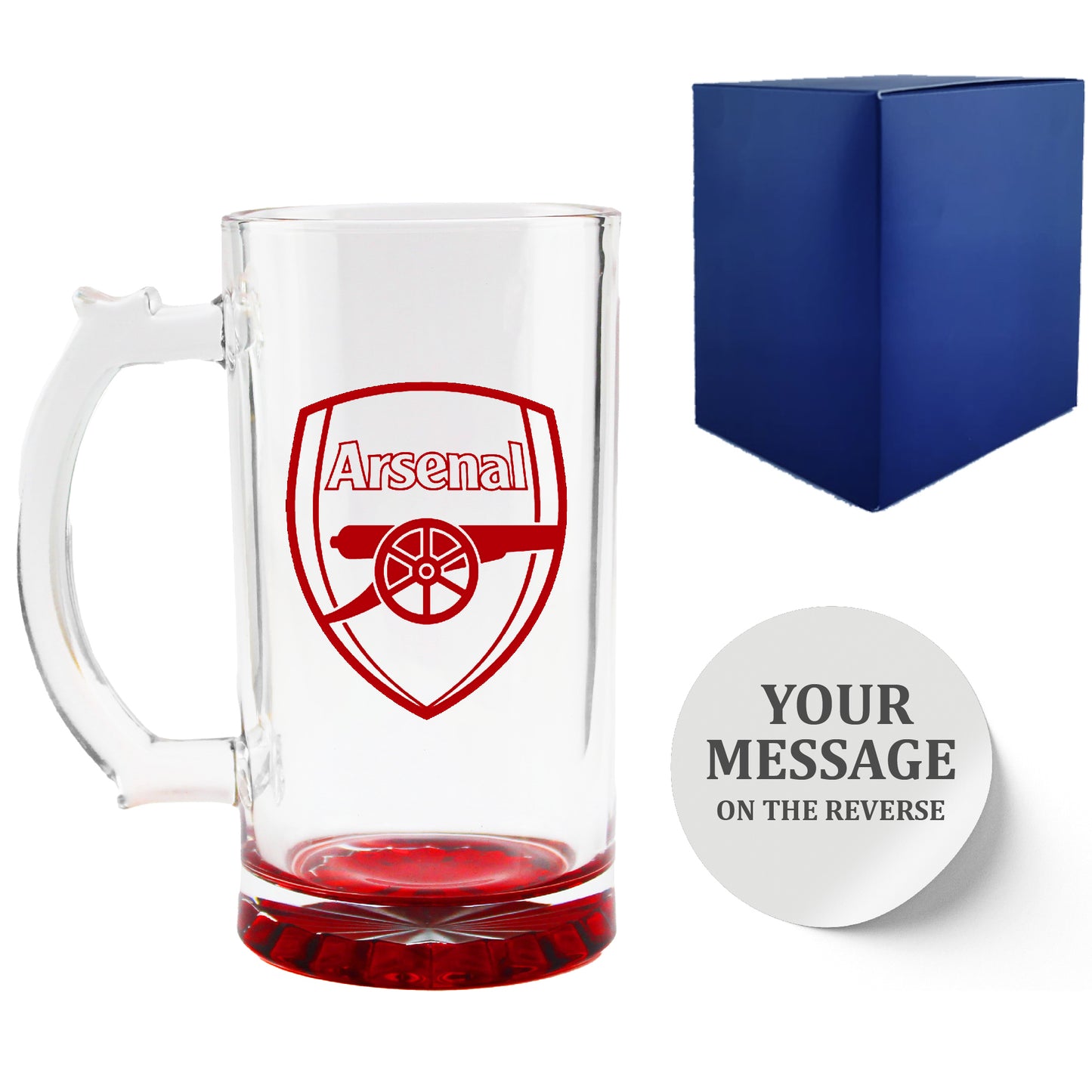 Personalised Official Arsenal Football Club Glass Pint Tankard