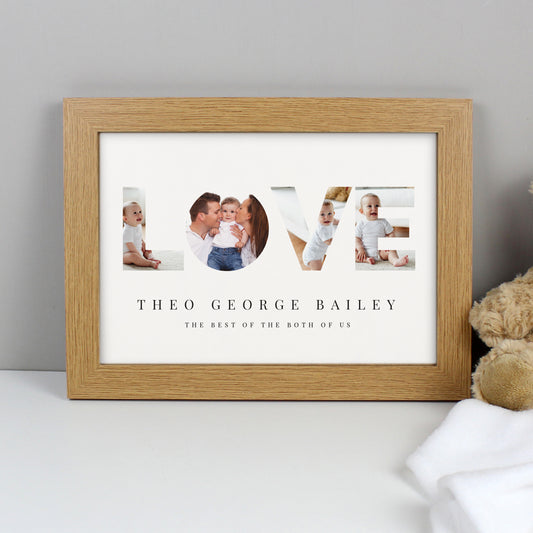 Personalised LOVE Own Photo Oak A4 Framed Print