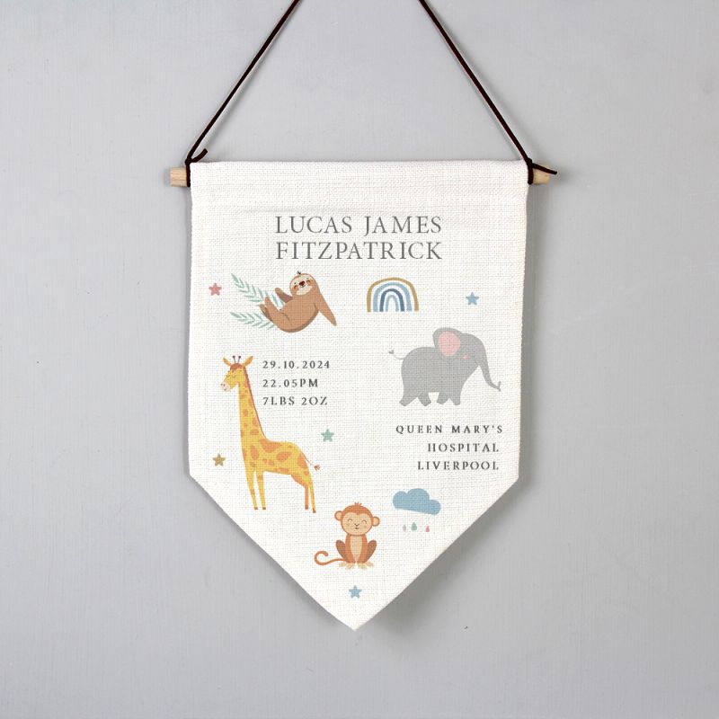 Personalised Safari Animals Hanging Banner