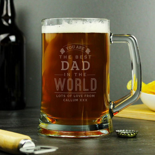 Personalised Best Dad In The World Pint Stern Tankard