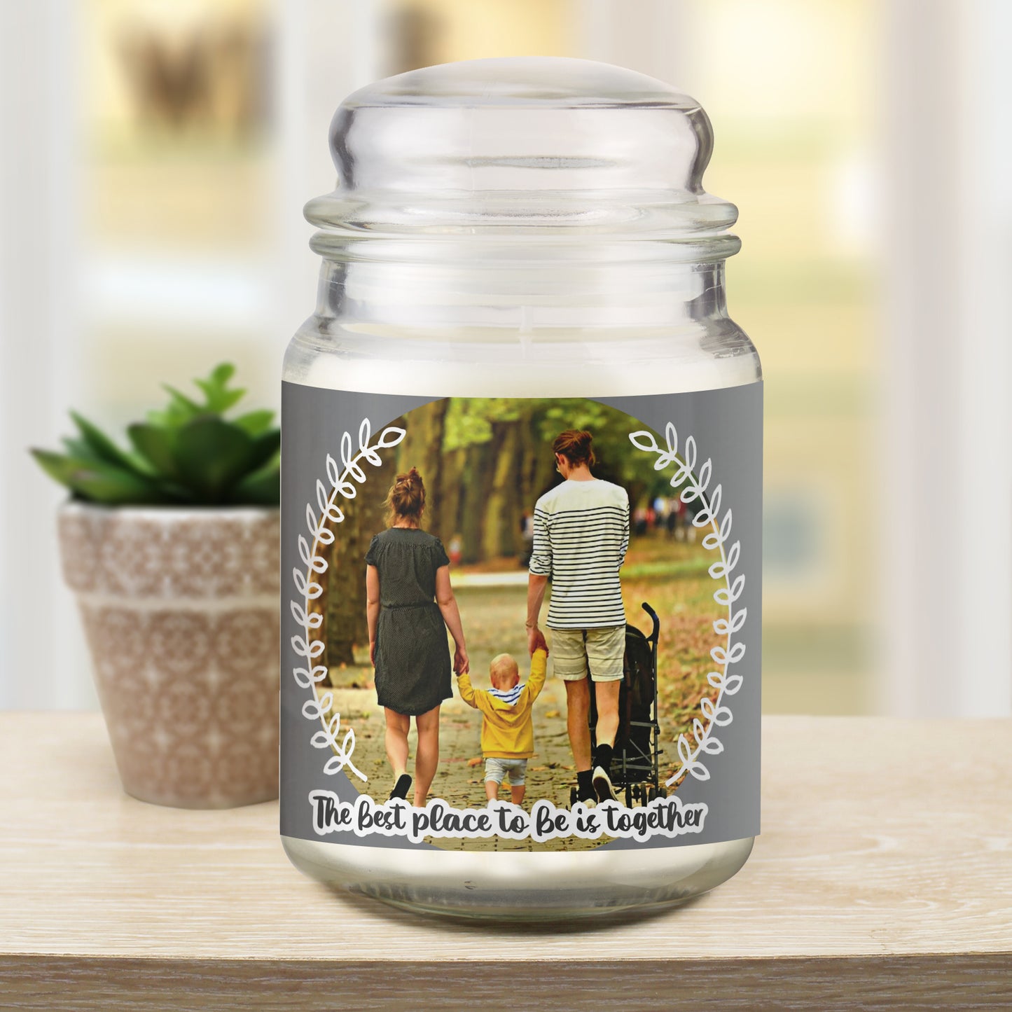 Personalised Better Together Photo Upload Scented Jar Candle