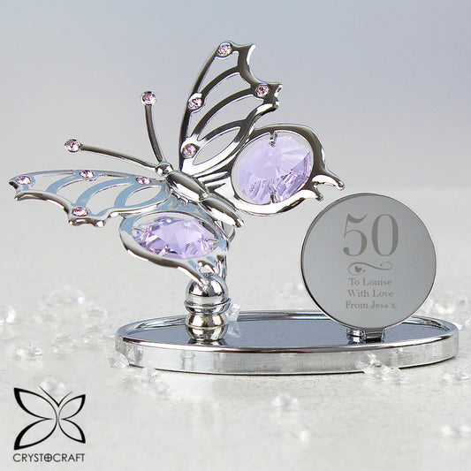 Personalised Swirls & Hearts Birthday Butterfly Ornament