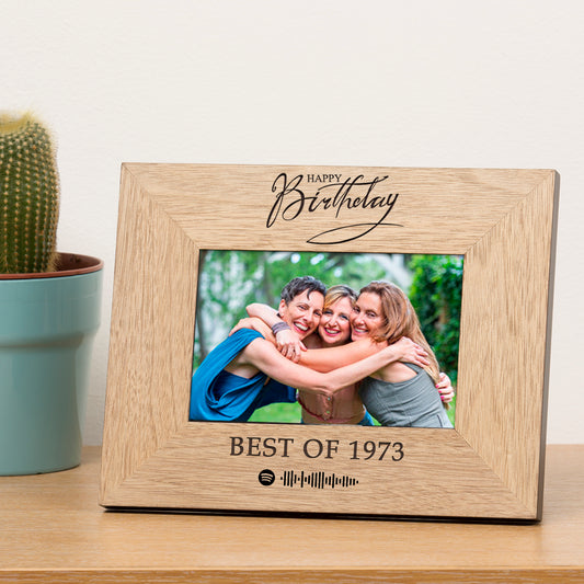 Personalised Happy Birthday Playlist Wooden Photo Frame