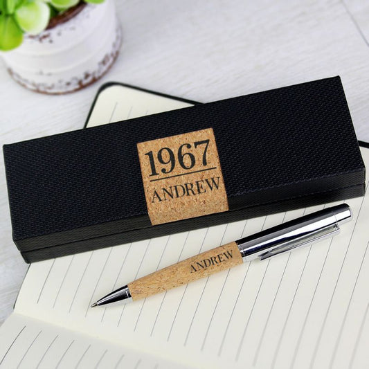 Personalised Cork Birthday Year Pen