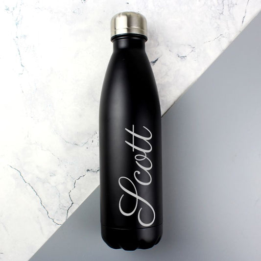 Personalised Black Metal Insulated Drinks Bottle