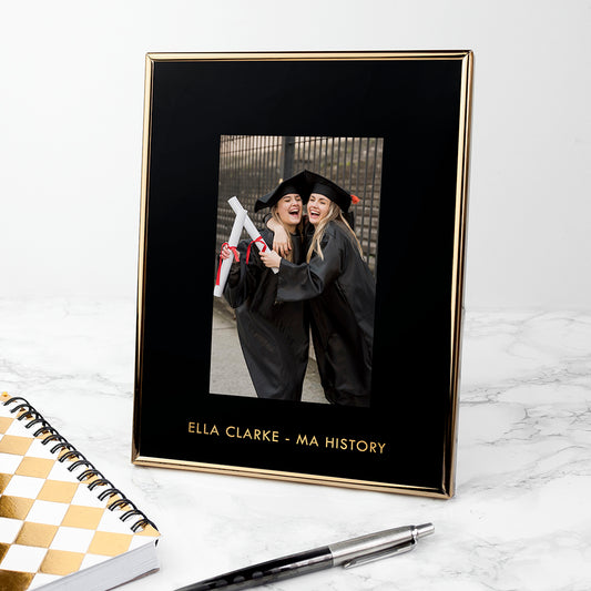 Personalised Black & Gold Graduation Photo Frame