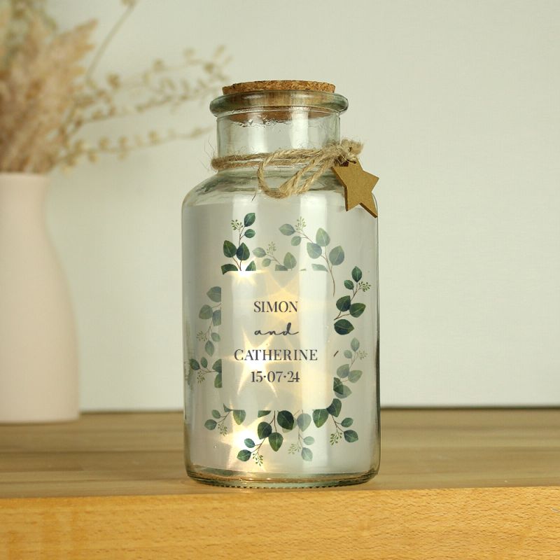 Personalised Botanical LED Glass Jar