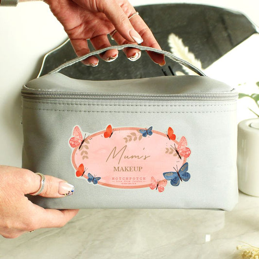 Personalised Butterfly Grey Toiletry Bag