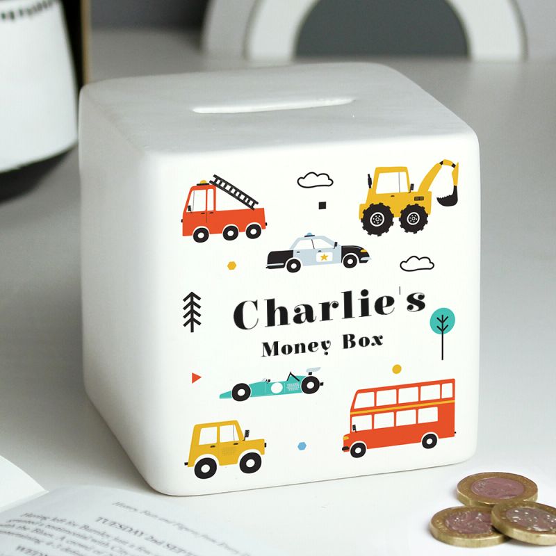 Personalised Vehicles Ceramic Money Box