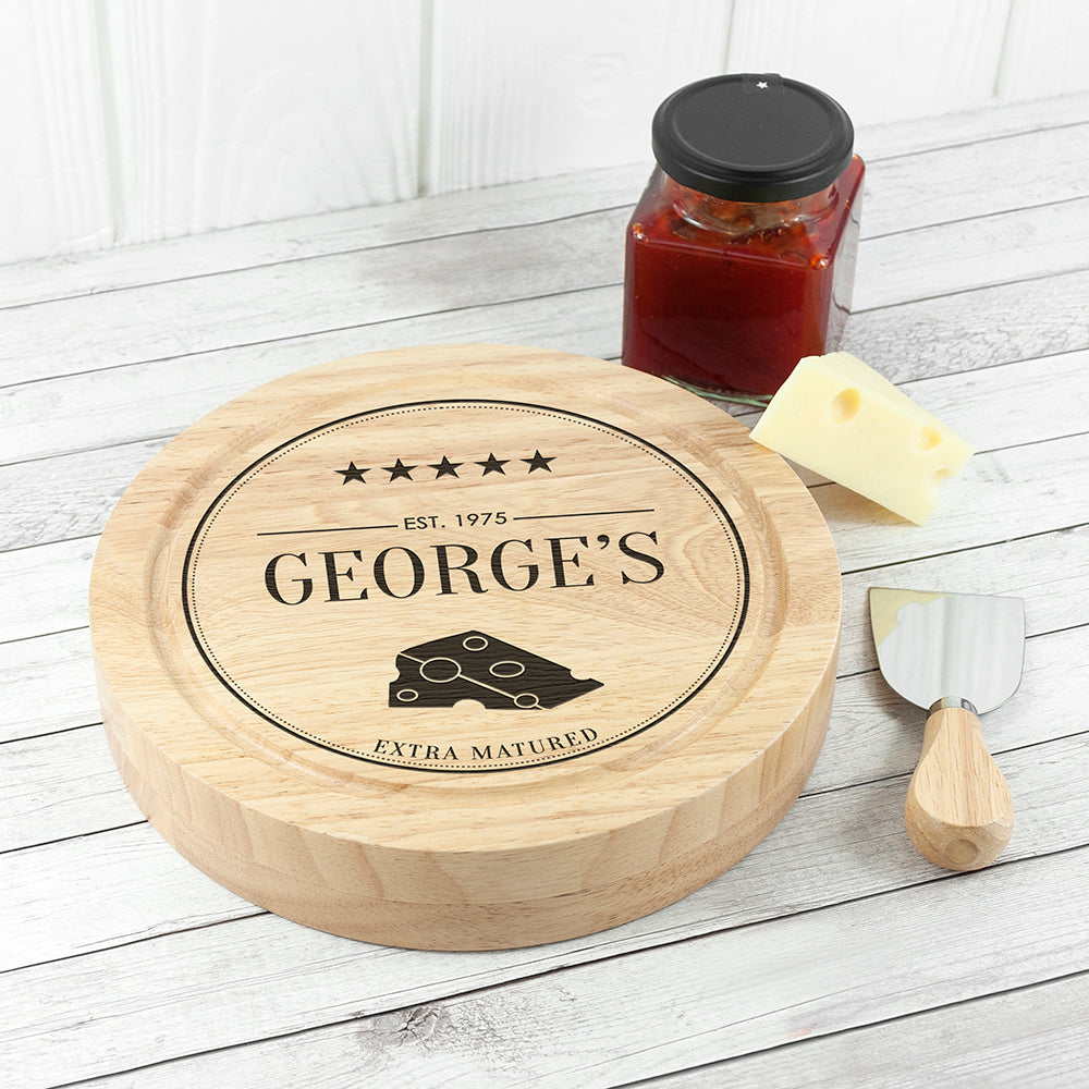 Personalised Extra Matured Cheese Board & Cheese Knives Set