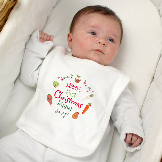 Personalised 'First Christmas Dinner' Bib