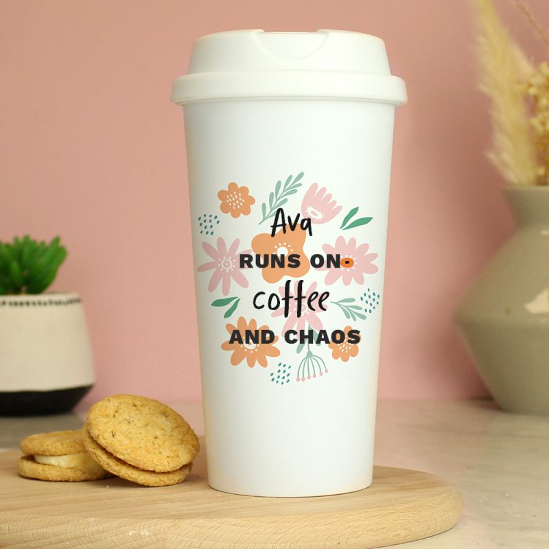 Personalised Coffee & Chaos Travel Mug