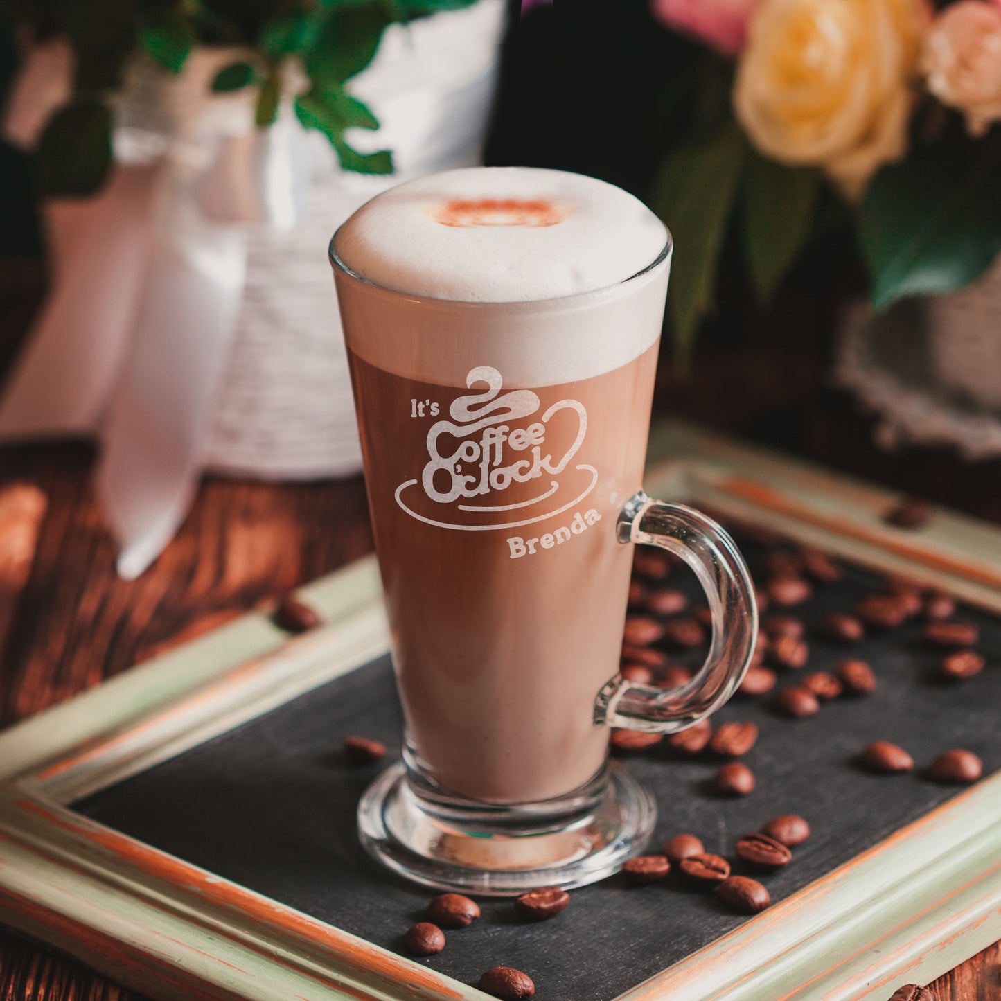 Personalised Coffee O'Clock Latte Glass