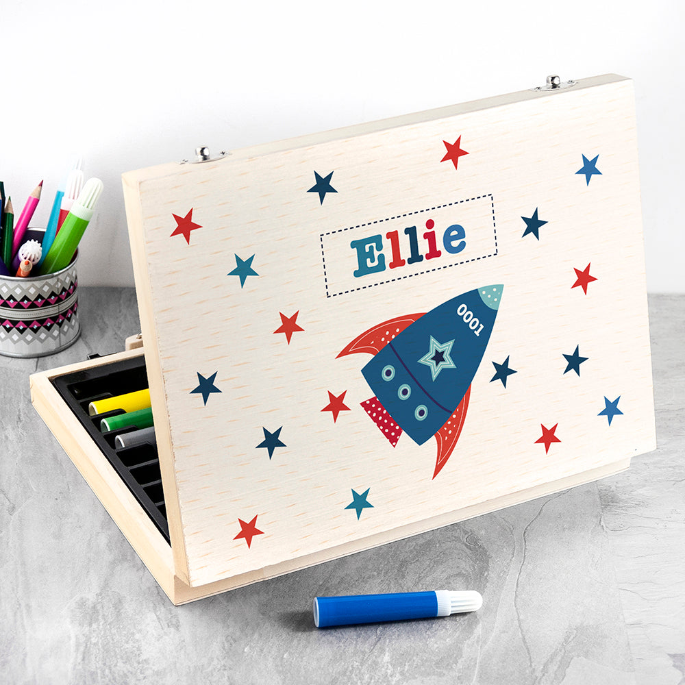 Personalised Space Rocket Colouring Set