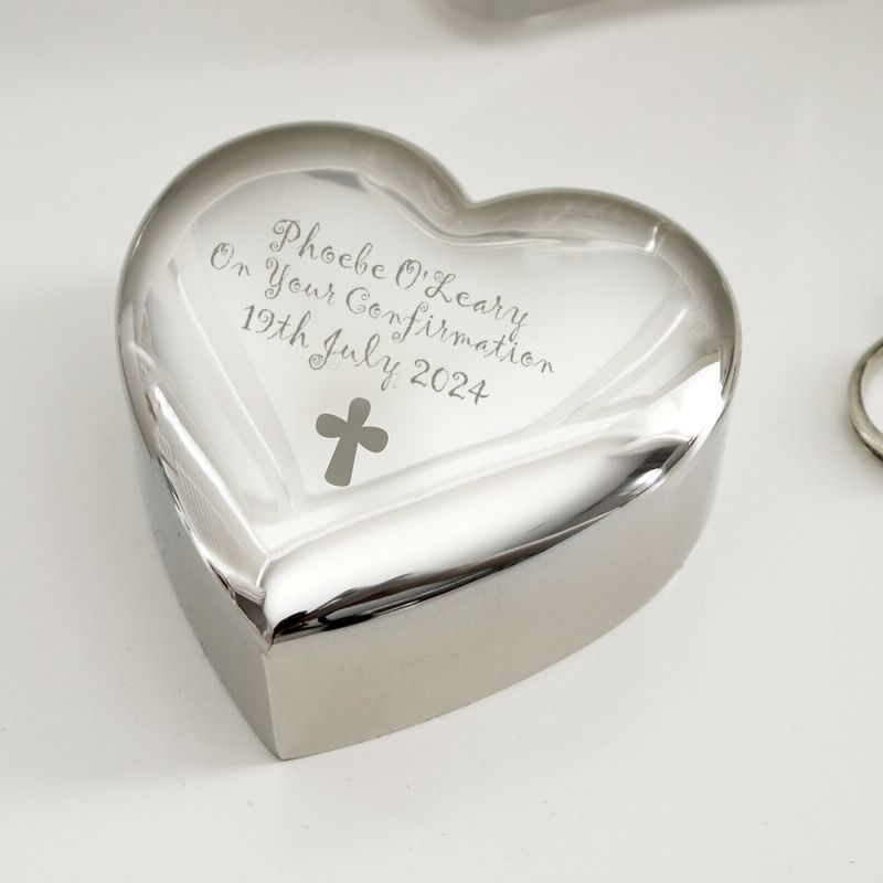 Personalised Heart Shaped Confirmation Trinket Box