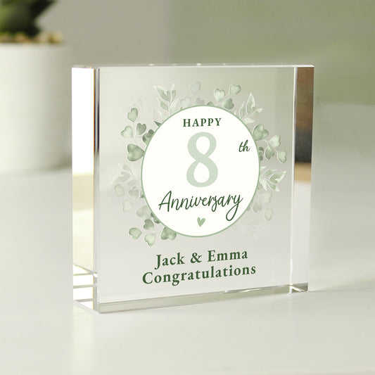 Personalised Botanical Anniversary Crystal Keepsake Token