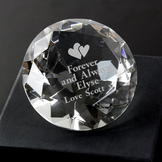 Personalised Heart Motif Diamond Shaped Paperweight