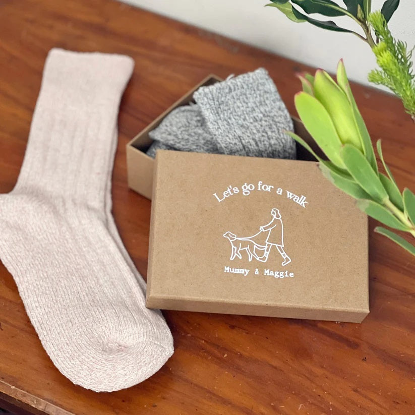 Two Pairs Of Dog Walker's Socks In Personalised Box