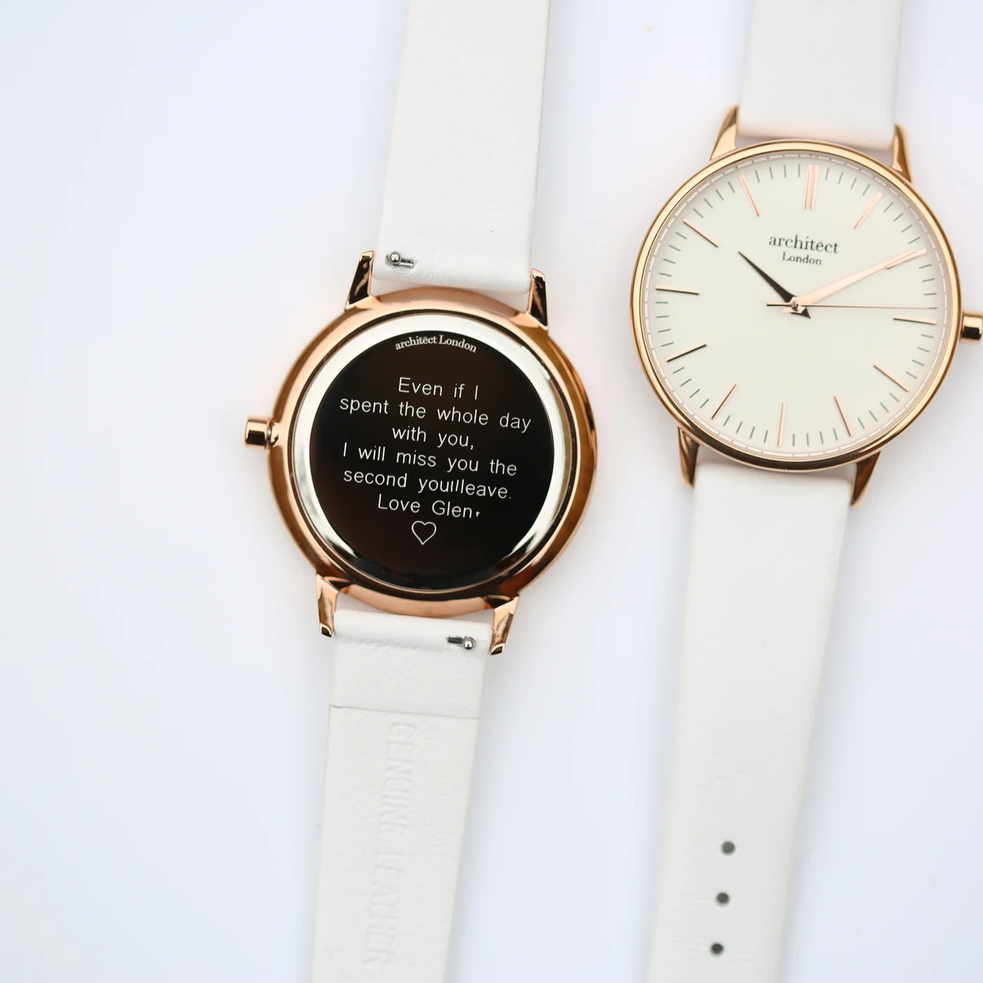 Personalised Ladies Architēct Blanc Watch With White Strap