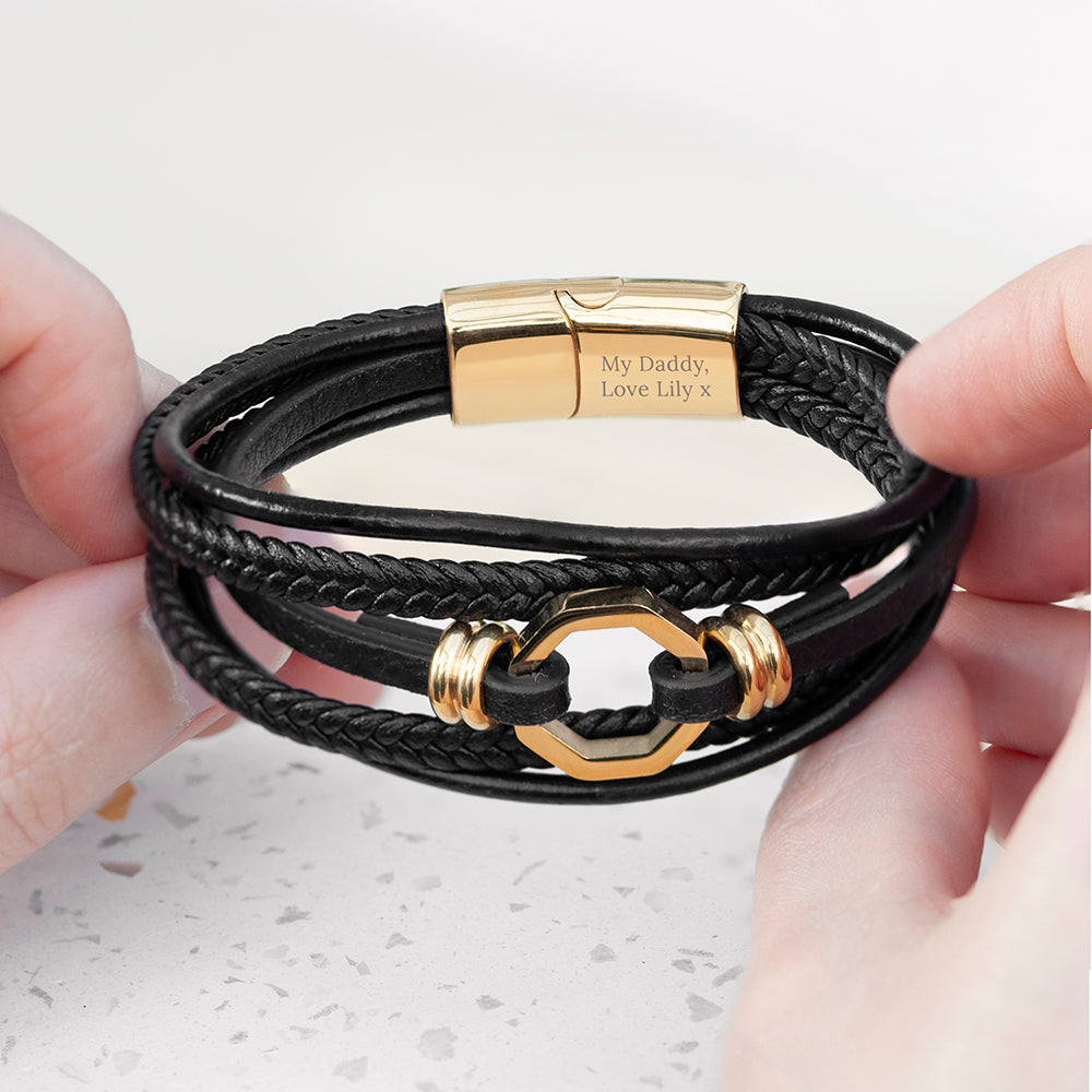 Personalised Men's Mayfair Leather Bracelet