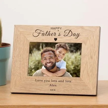 Personalised Happy Father's Day Wooden Photo Frame