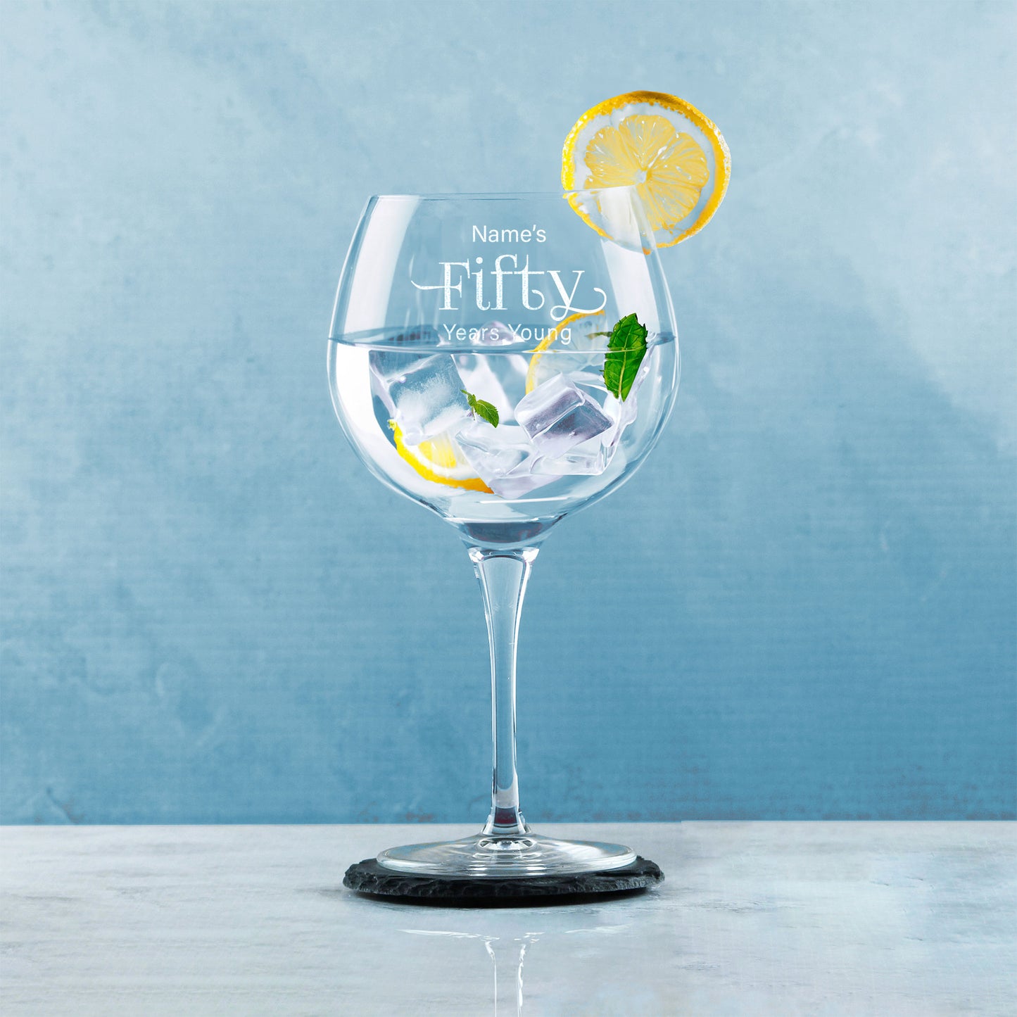 Personalised 50 Years Young Gin Glass