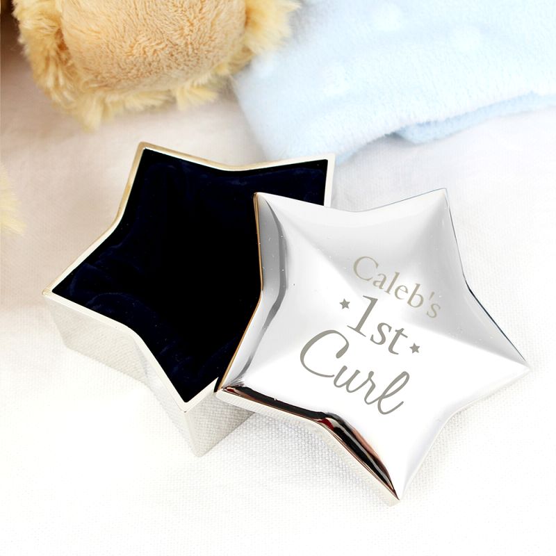 Personalised 1st Curl Star Trinket Box