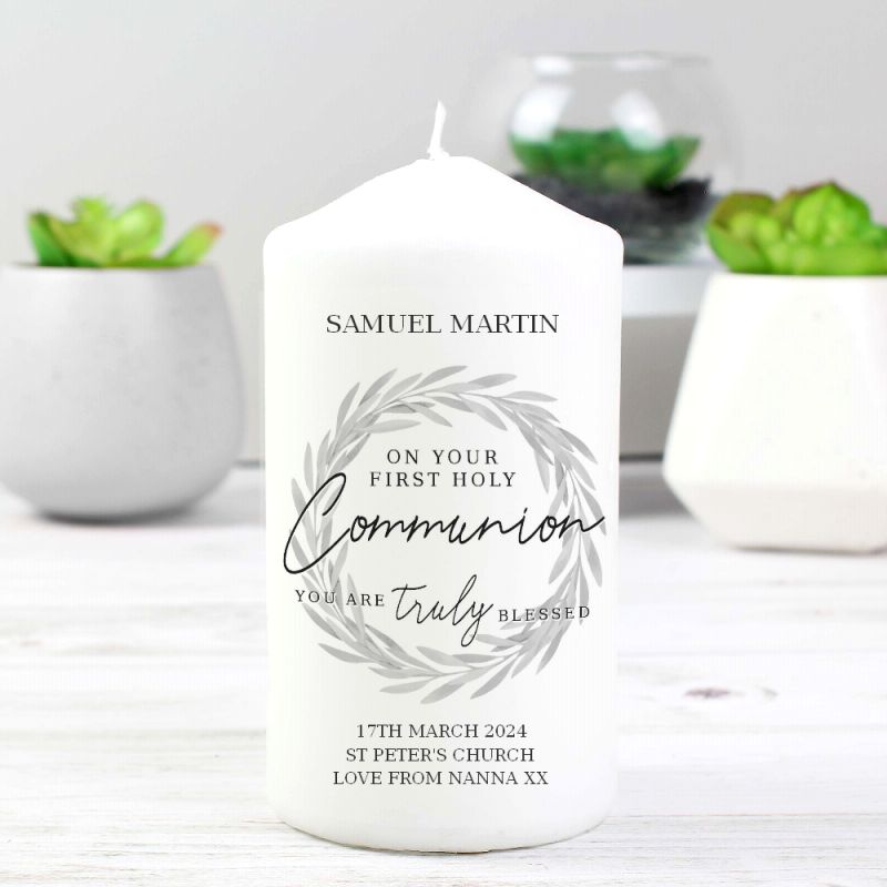 Personalised 'Truly Blessed' First Holy Communion Pillar Candle