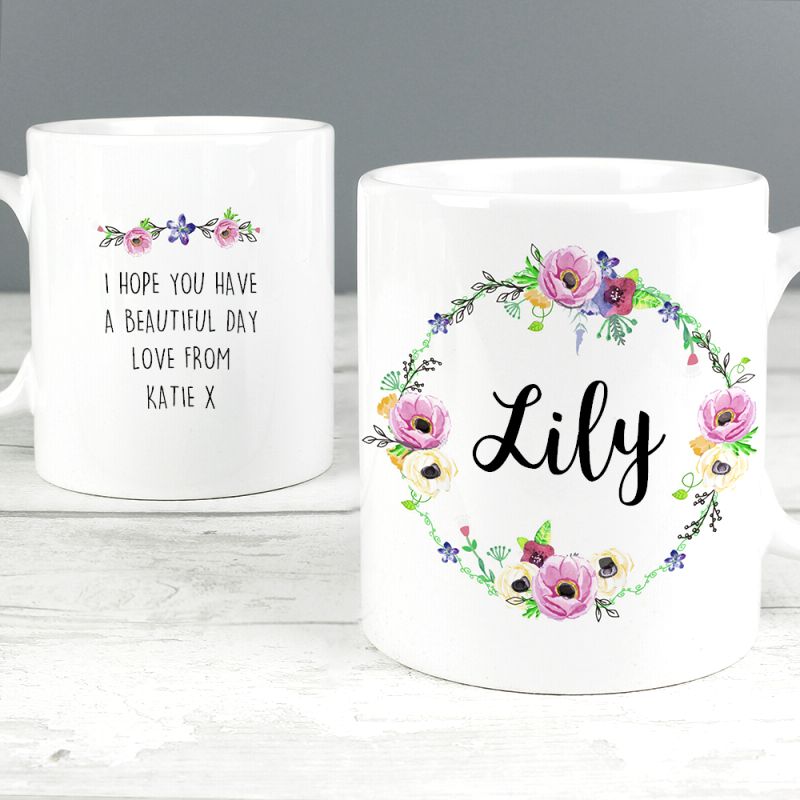 Personalised Floral Mug