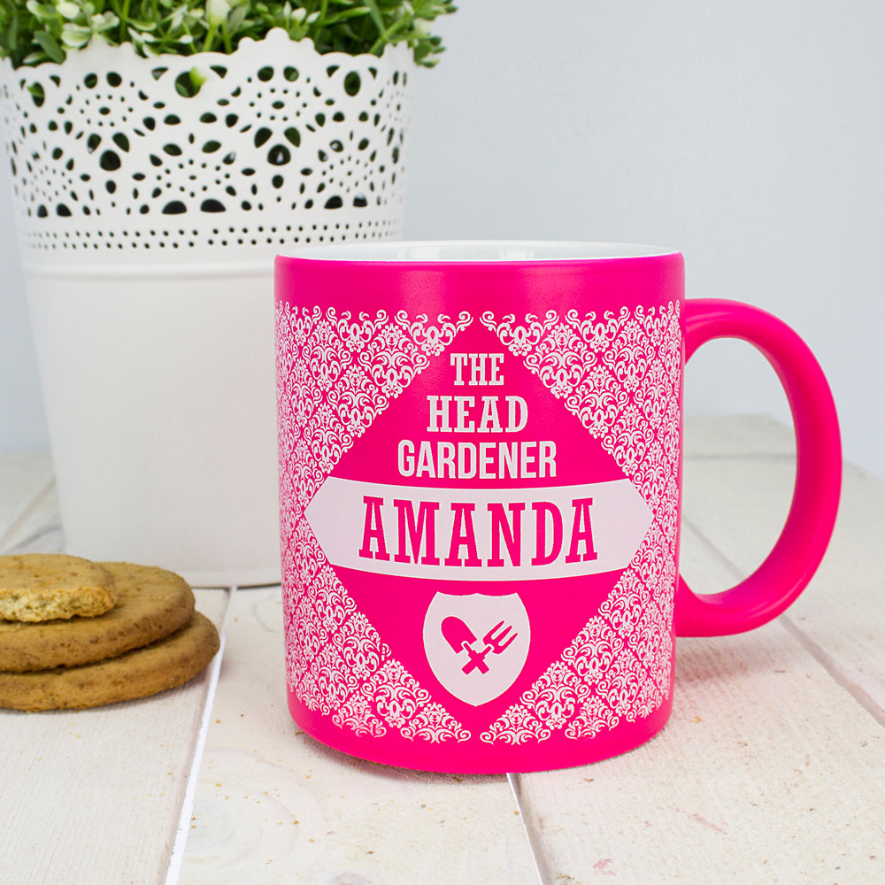 Personalised Pink Head Gardener Mug