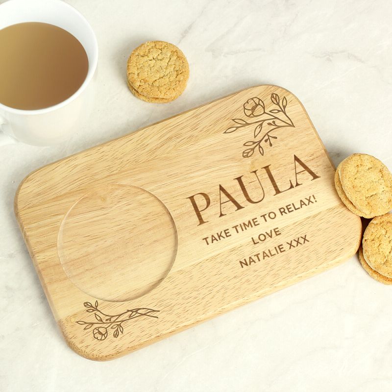 Personalised Floral Wooden Coaster