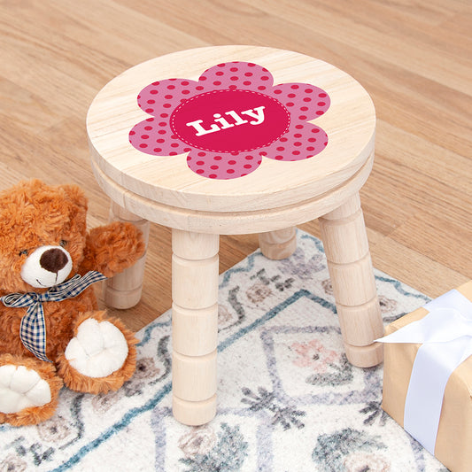 Personalised Flower Design Child's Wooden Stool