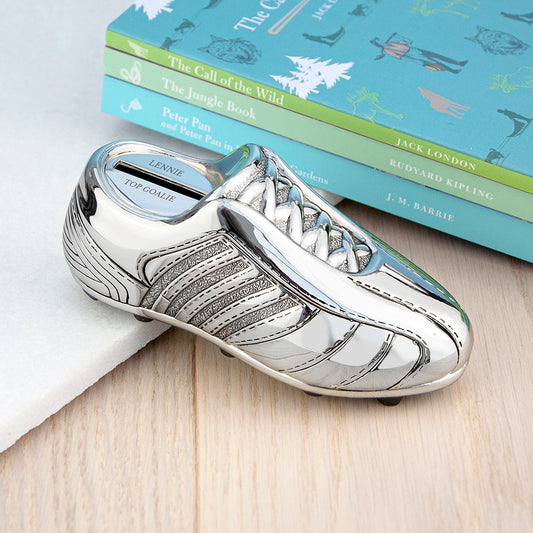 Personalised Silver Plated Football Boot Money Box