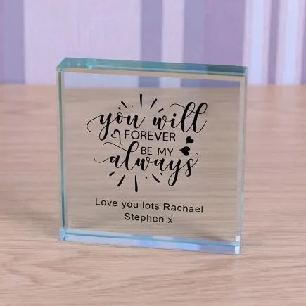 Personalised Forever My Always Glass Keepsake Token