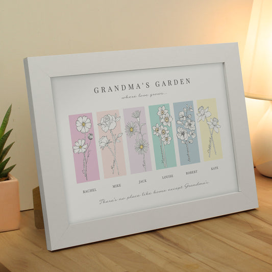 Personalised Birth Flower Family A4 Framed Print