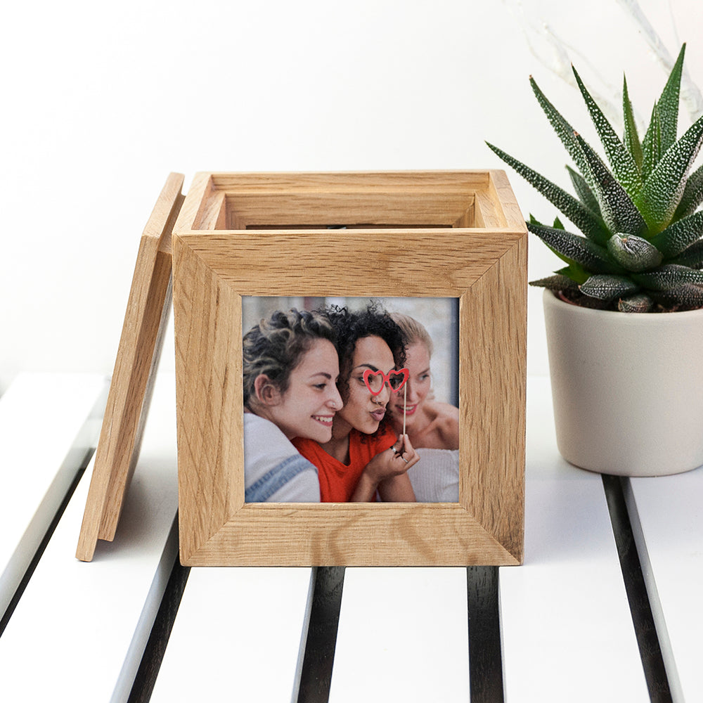 Personalised Oak Photo Frame Cube