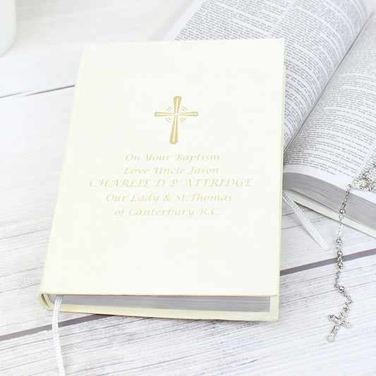 Personalised Gold Cross Design Eco-Friendly Companion Holy Bible