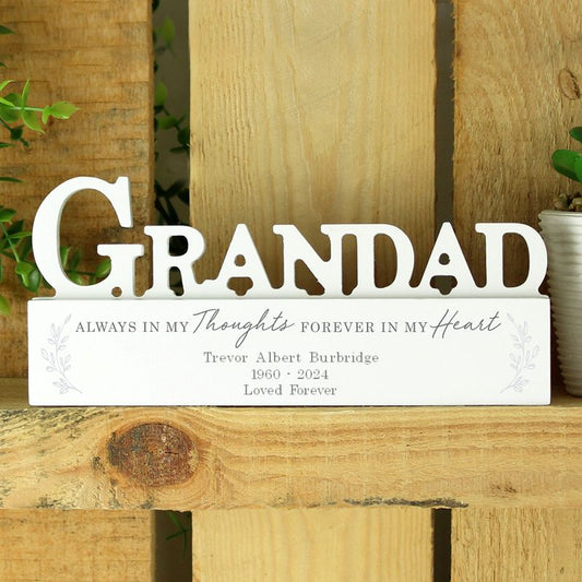 Personalised In Loving Memory Wooden Grandad Ornament