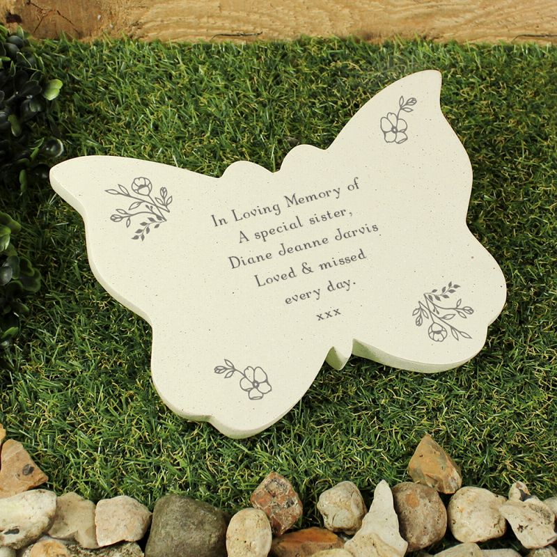 Personalised Floral Memorial Resin Butterfly Grave Ornament