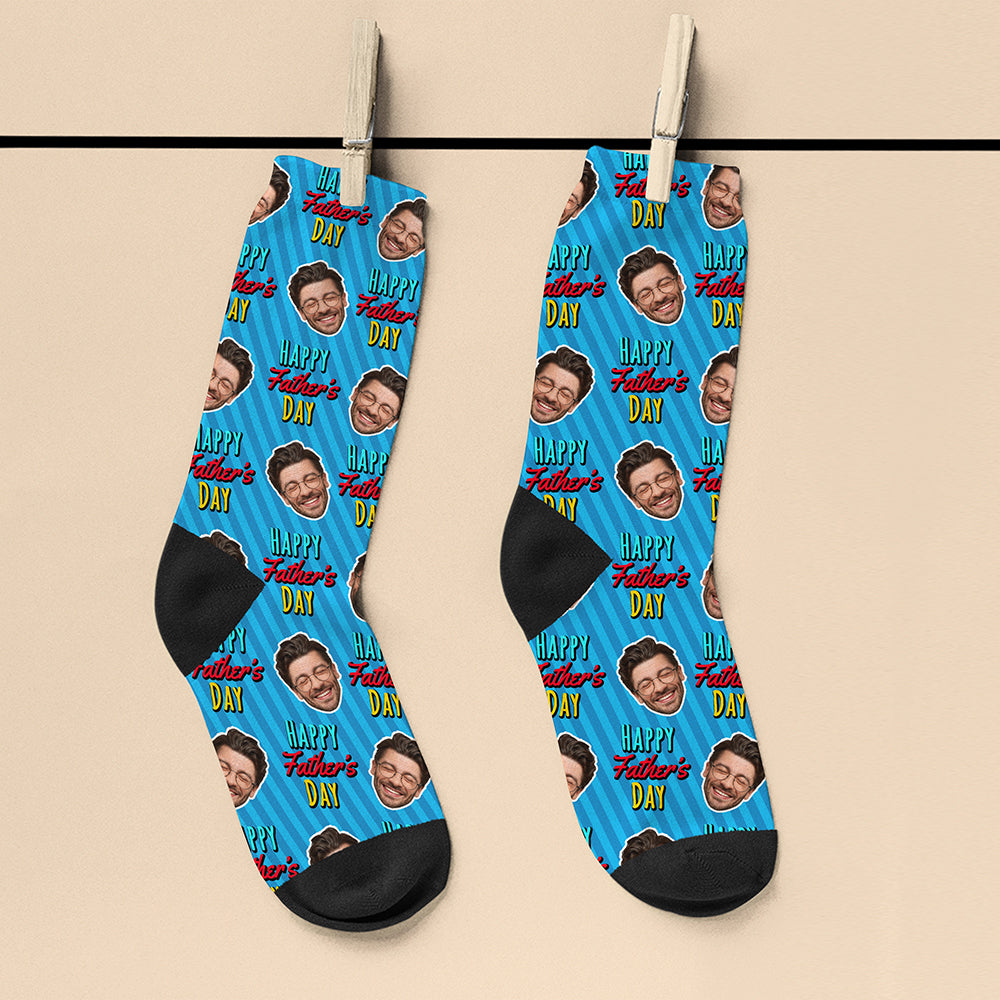 Personalised Happy Father's Day Face Photo Socks