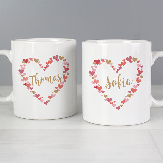 Personalised Confetti Hearts Wedding Mug Set