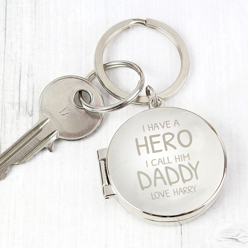 Personalised Hero Daddy Photo Keyring