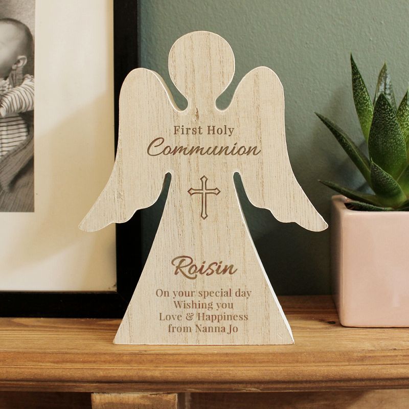 Personalised First Holy Communion Wooden Angel Keepsake