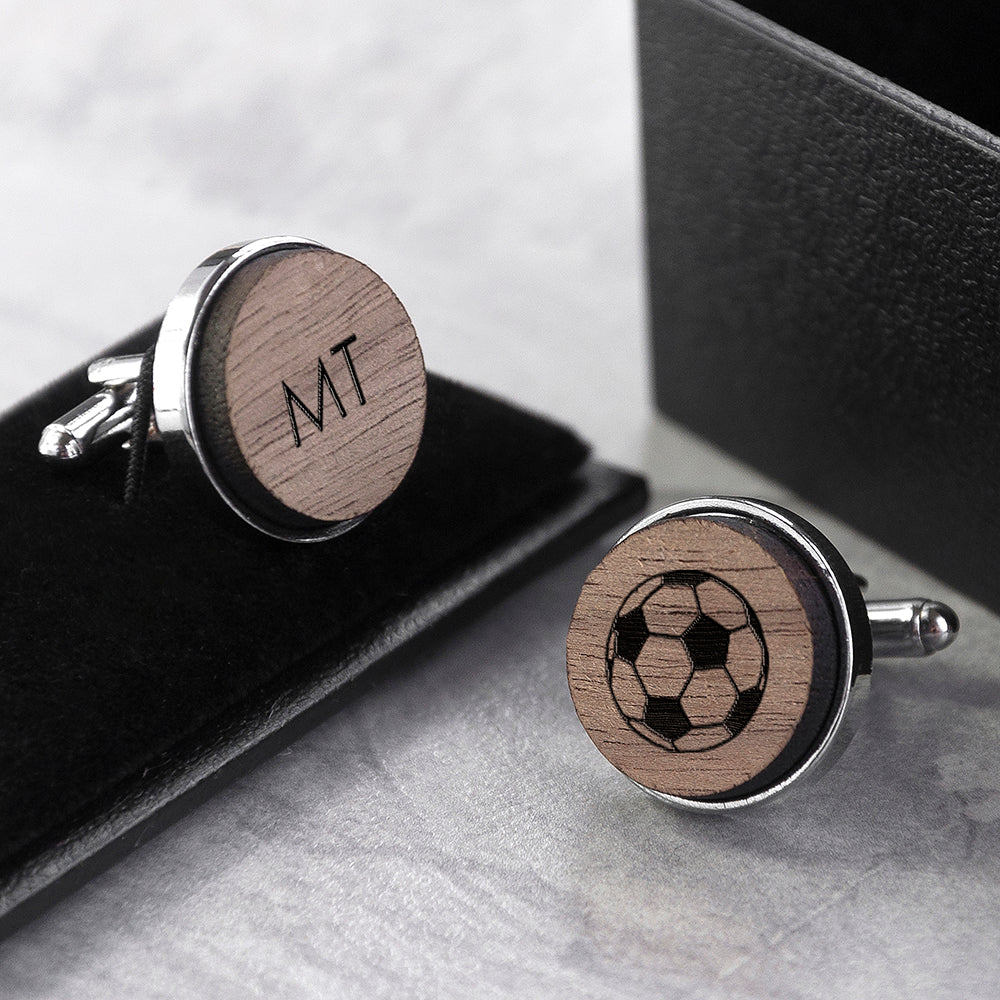 Personalised Football Themed Wooden Cufflinks