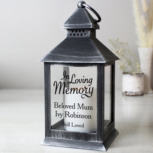 Personalised In Loving Memory Rustic Battery Lantern