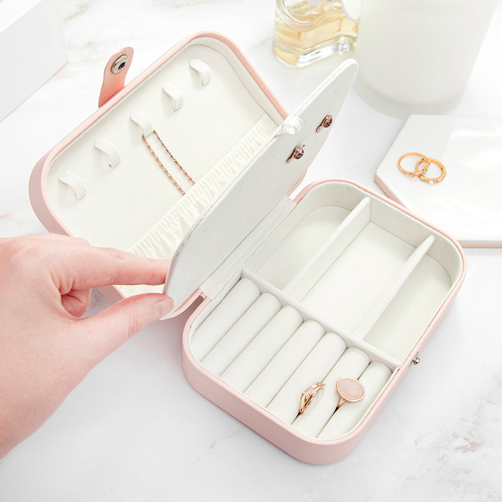 Personalised Blush Pink Travel Jewellery Case