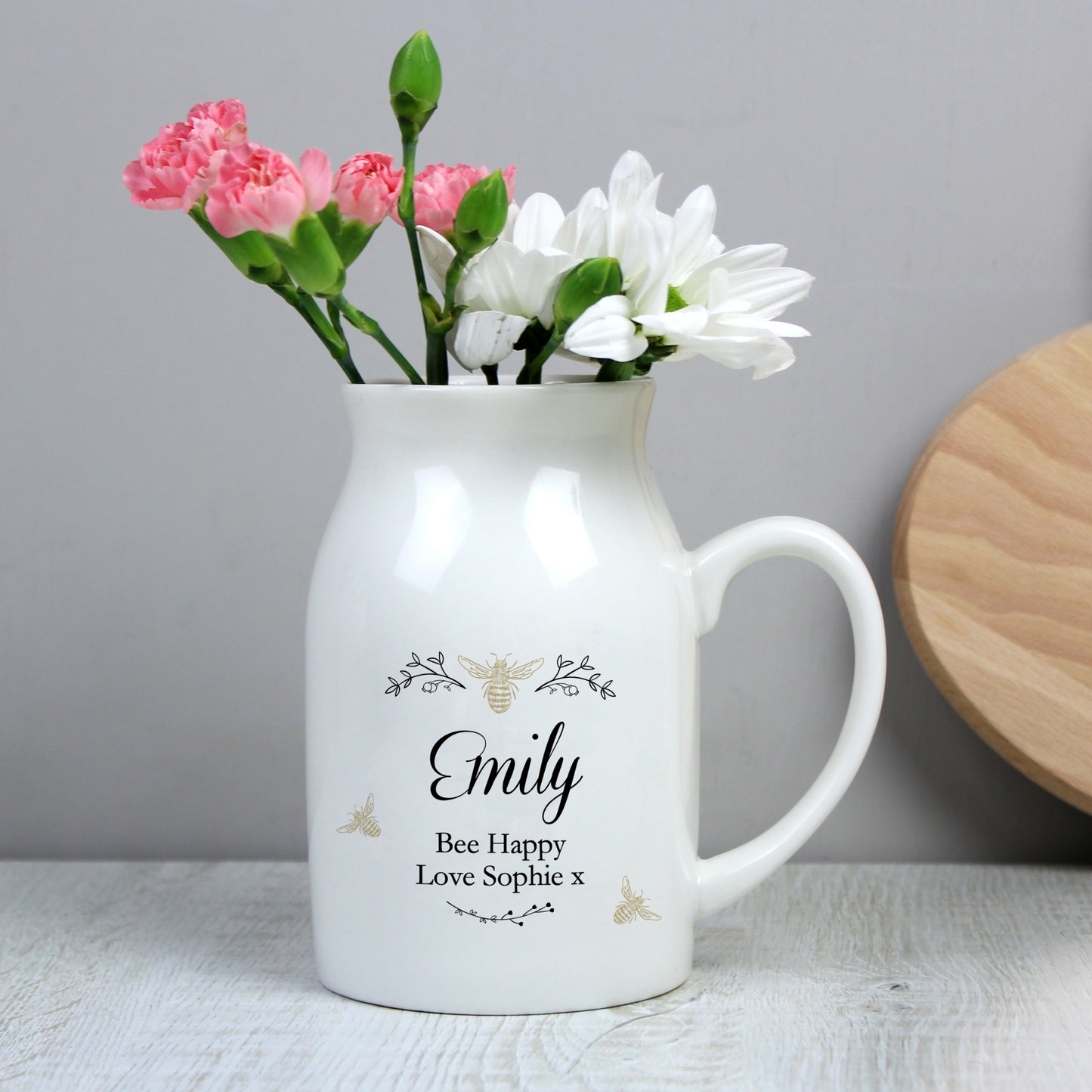 Personalised Bee Design Flower Jug