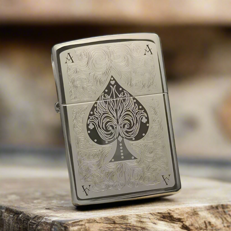 Personalised Filigree Ace of Spades Official Zippo Windproof Lighter